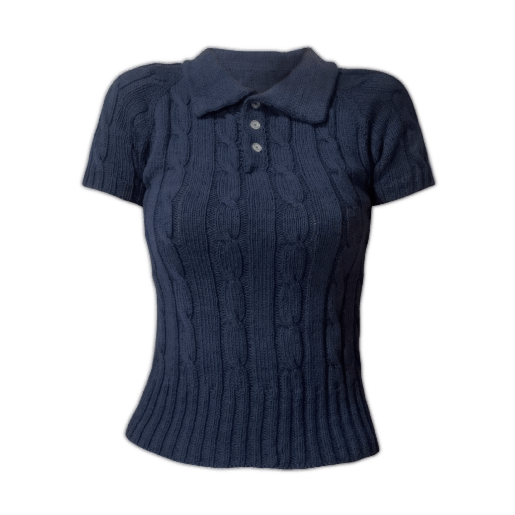 레글런 꽈배기 카라 니트